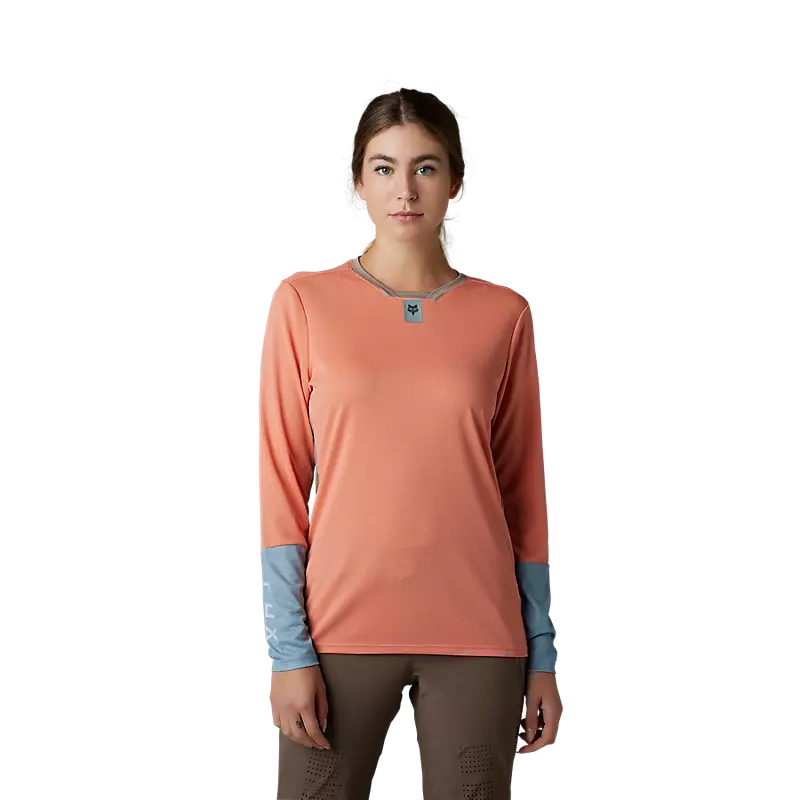 Fox Womens Defend Long Sleeve Jersey - Salmon SALE