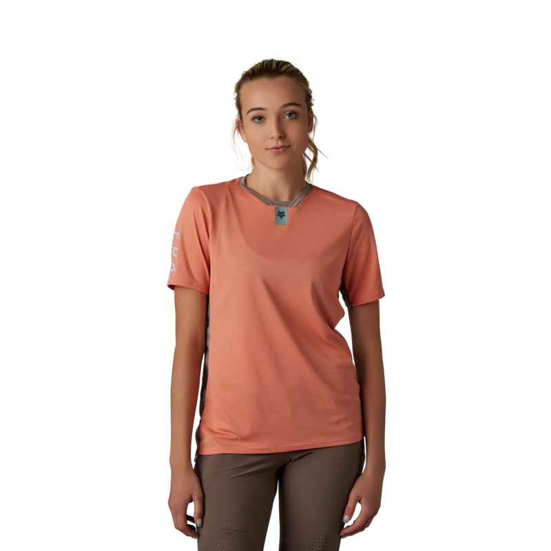 Fox Womens Defend Short Sleeve Jersey - Salmon SALE