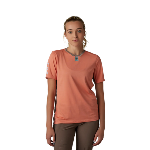 Fox Womens Defend Short Sleeve Jersey - Salmon SALE