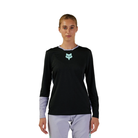 Fox Womens Defend Race Long Sleeve Jersey - Black SALE