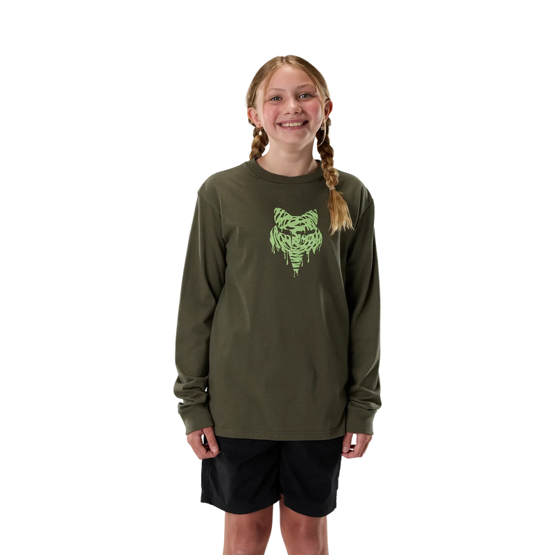 Fox Youth Roughcut Long Sleeve Tee - Dark Green